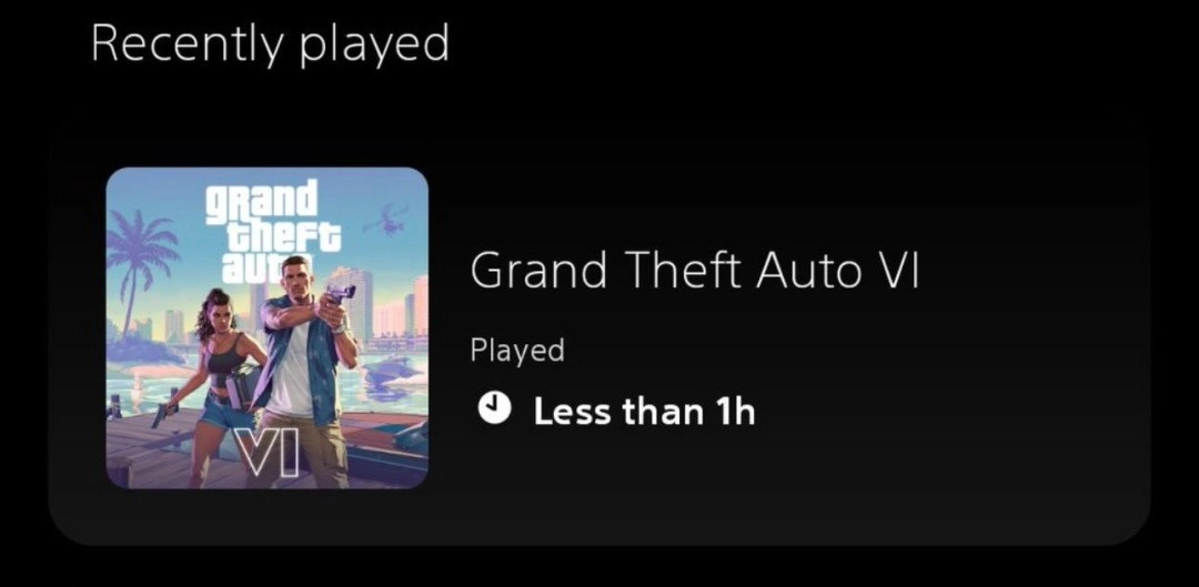 玩家借助PS5的漏洞，成功将《GTA6》添加到了“最近游玩”的列表当中