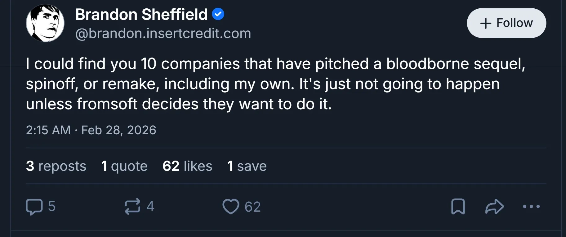 《血源诅咒》复活希望破灭！曝十家工作室方案全被拒