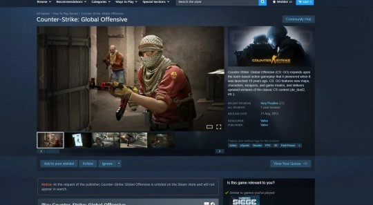 Steam平台重新推出《CS：GO》可单独安装并进行离线对战