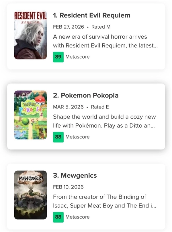 更上一层楼！《生化危机：安魂曲》M站评分突破至89分