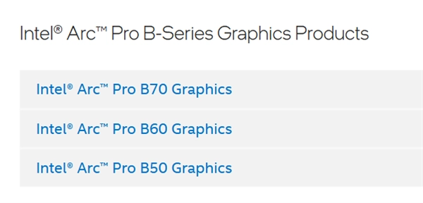 Intel锐炫Pro B70专业显卡现身官网：游戏卡性能彻底飙升