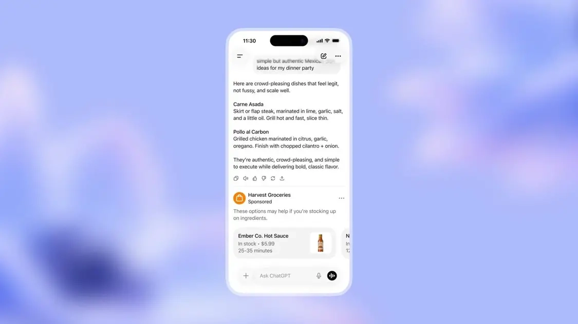OpenAI方面表示，ChatGPT的广告暂时不会在全球范围进行推广