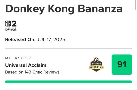 任天堂乐开花！NS2开局表现炸裂：一年斩获两款M站评分90分的独占游戏