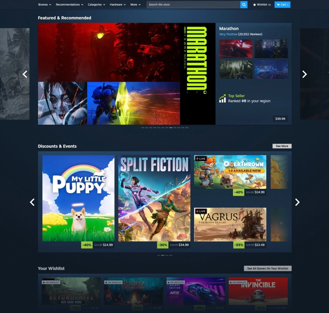 V社正测试版更新Steam主页，界面更简洁、现代且富有动态感！
