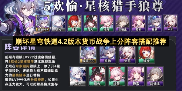 崩坏星穹铁道4.2版本货币战争模式高胜率阵容组合建议
