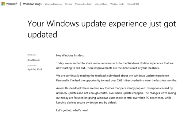 为了挽回用户的心，微软终于不再强制用户更新Windows系统了