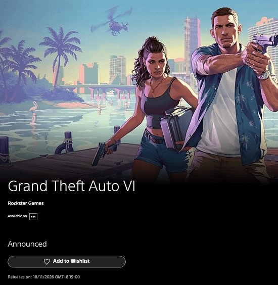 《GTA6》正式解锁时间终于揭晓！各地区时间汇总一览