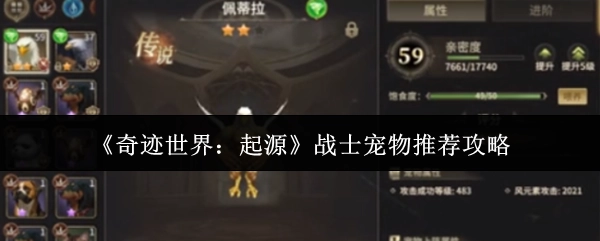 《奇迹世界：起源》战士宠物推荐指南