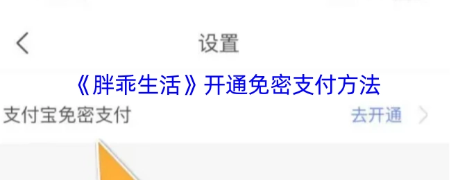 胖乖生活开启免密支付的方式