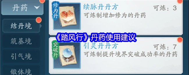 关于《踏风行》丹药使用的建议