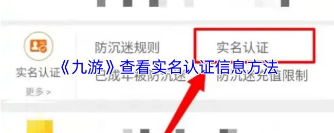《九游》实名认证信息查看方式