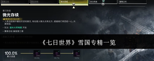 快来了解《七日世界》雪国专精的详细内容