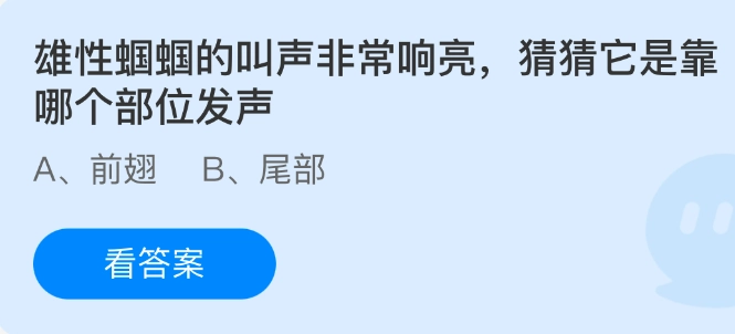 雄性蝈蝈发出的叫声极为响亮，你能猜到它是通过哪个部位发声的吗？