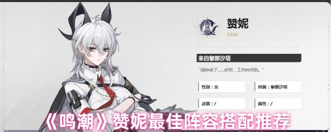 《鸣潮》赞妮最强阵容搭配方案分享