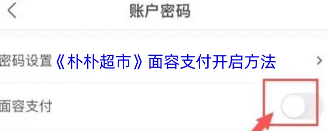 《朴朴超市》面部支付开启方式