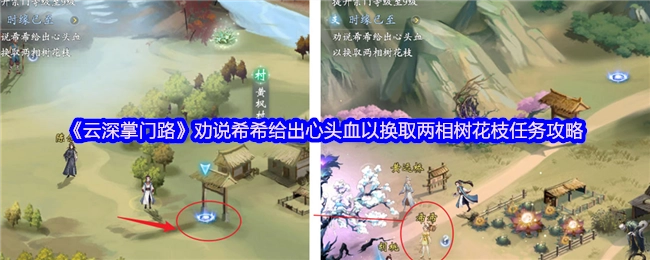 《云深掌门路》中关于劝说希希献出心头血来换取两相树花枝的任务攻略