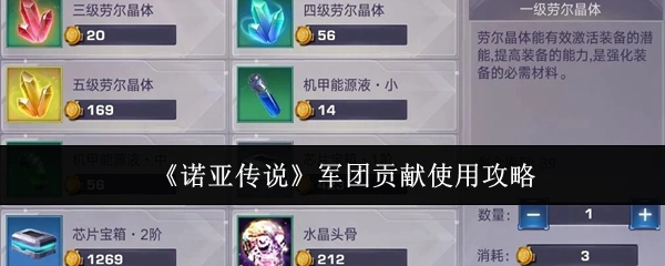 《诺亚传说》军团贡献的使用指南