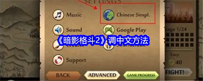 暗影格斗2如何设置为中文的方法