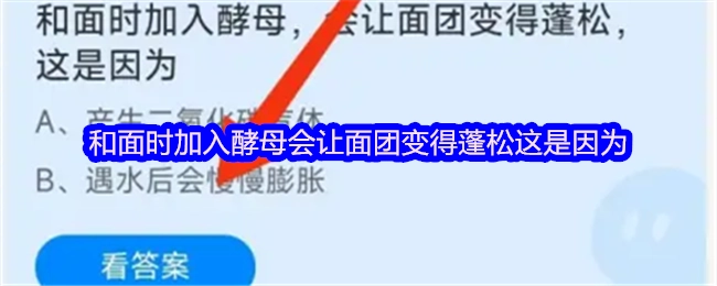 在和面的时候添加酵母能够使面团变得蓬松，原因在于