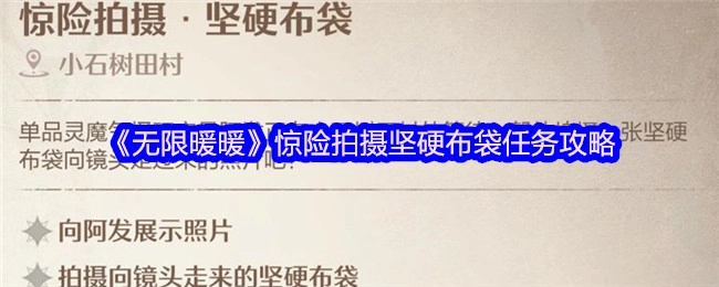 《无限暖暖》中惊险的坚硬布袋拍摄任务攻略