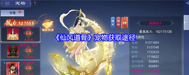 《仙风道骨》里宠物的获取方式