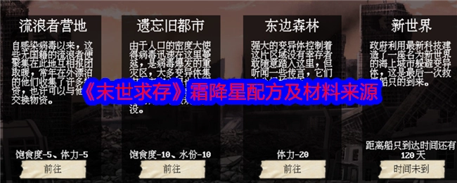 《末世求存》中霜降星的配方以及材料获取途径