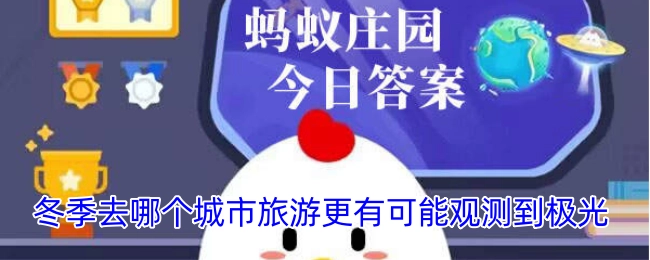 在冬季，前往哪个城市旅游能够更大概率观测到极光？