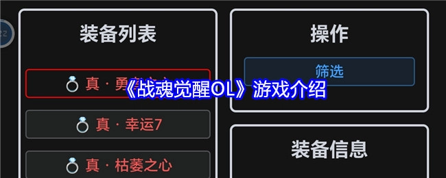 关于《战魂觉醒OL》这款游戏的介绍