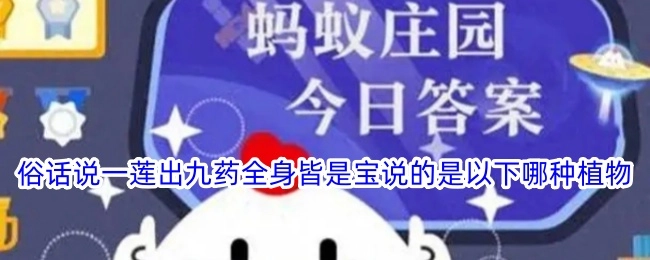 “俗话说‘一莲出九药，全身皆是宝’，说的是以下哪种植物呢？”