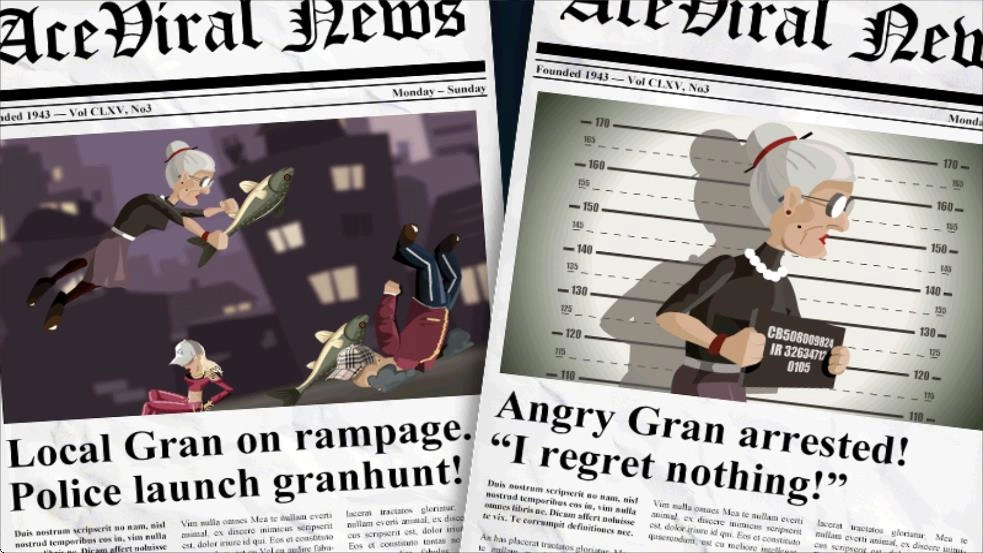 愤怒的老奶奶向前冲