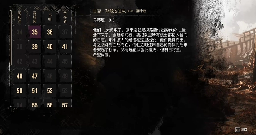 光与影33号远征队的全日志收集情况及35号远征队日志的位置信息