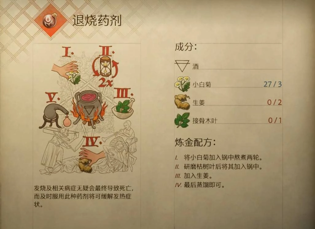 天国拯救2里退烧药剂的制作方法和配方是什么