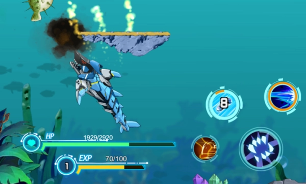 机器人鲨鱼与吃鱼