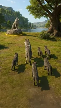 狼群生存野外狩猎