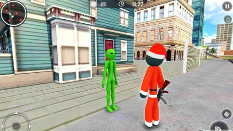 圣诞老人火柴人绳索英雄