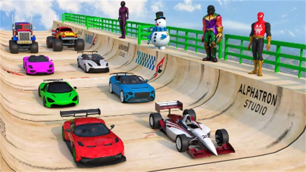 超级英雄汽车特技巨型坡道(3)