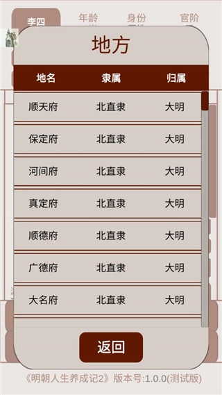 明朝人生养成记2菜单
