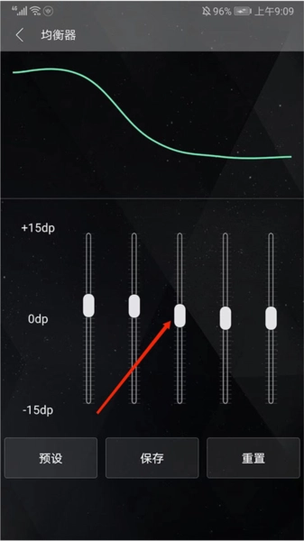 清风音乐均衡器调节按钮操作示意图