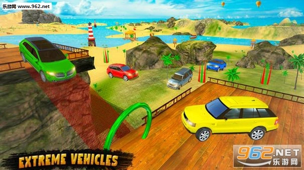 吉普驾驶特技比赛水冲浪者