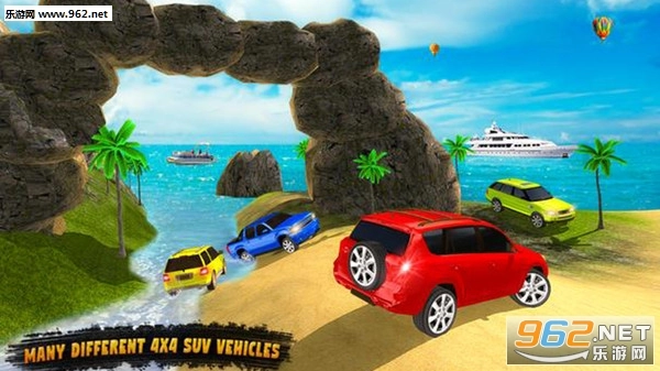 吉普驾驶特技比赛水冲浪者